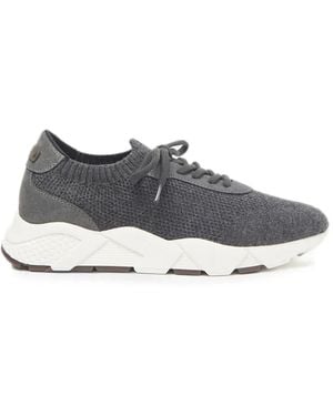 Peserico Lace-Up Panelled Trainers - Grey