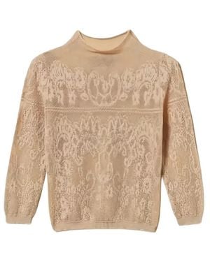 Twinset Jacquard Turtleneck Sweater - Natural