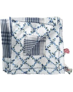 Péro Karierter Schal Mit Blumenprint - Blau