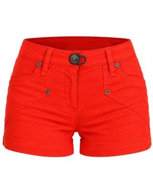 Plein Sud Five-Pocket Denim Mini Shorts - Red