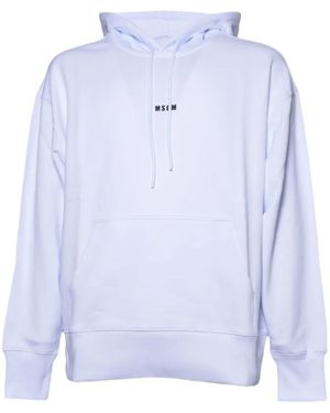MSGM Logo-Print Hoodie - Blue