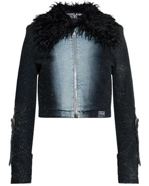 Versace Jeans Couture Jeansjacke mit Pelz - Schwarz