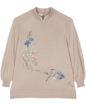 Shiatzy Chen Pull À Fleurs Brodées - Neutre
