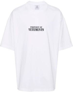 Vetements Logo-Print Cotton T-Shirt - White