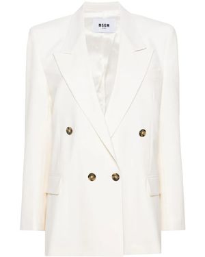 MSGM Double-Breasted Peak-Lapels Blazer - White