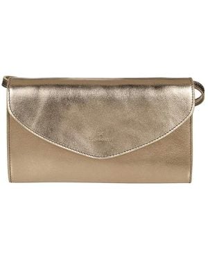Il Bisonte Metallic Leather Flap Clutch - Natural