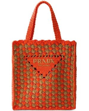 Prada Sac À Main En Crochet - Orange
