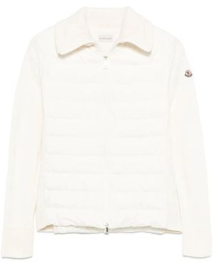 Moncler Quilted Knitted Jacket - White