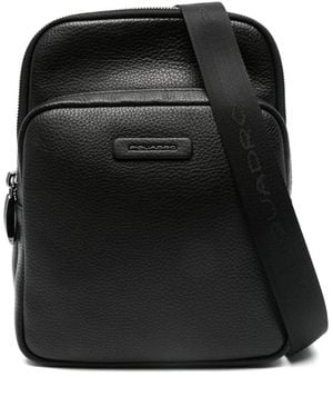 Piquadro Schultertasche Mit Logo-Patch - Schwarz