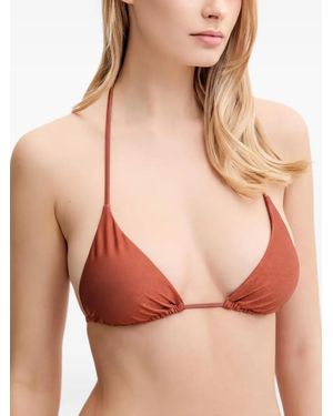 Guess Shimmer-Effect Triangle Bikini Top - Brown