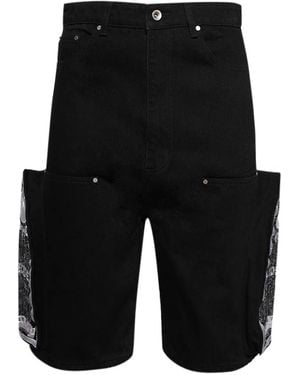 Who Decides War Embroidered Cargo Shorts - Black