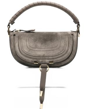 Chloé Mini Marcie Whipstitch-Trim Shoulder Bag - Gray