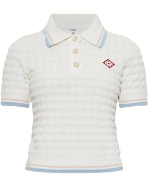 CASABLANCA Frotte-Knit Polo Shirt - White