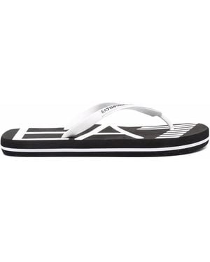 EA7 Logo-Print Flat Flip Flops - White
