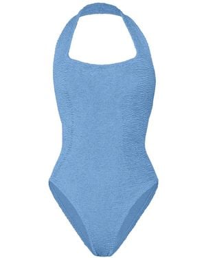 Hunza G Sandy Badpak Met Gekreukt Effect - Blauw
