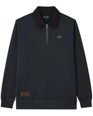 Izzue Quarter-Zip Logo-Patch Polo Shirt - Blue