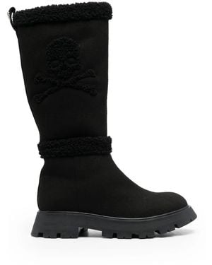 Philipp Plein Skull Bones Mid-Calf Boots - Black
