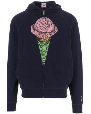 ICECREAM Logo-Print Zip-Up Hoodie - Blue