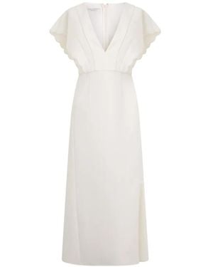 Philosophy Di Lorenzo Serafini Scalloped-Edge V-Neck Maxi Dress - White