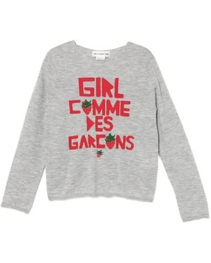 Comme des Garçons Logo-Embroidered Round Neck Jumper - White