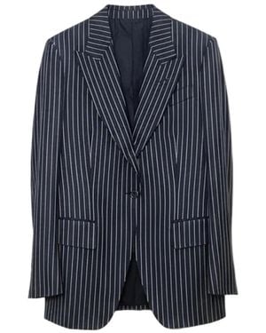 Tom Ford Striped Wool Blazer - Blue