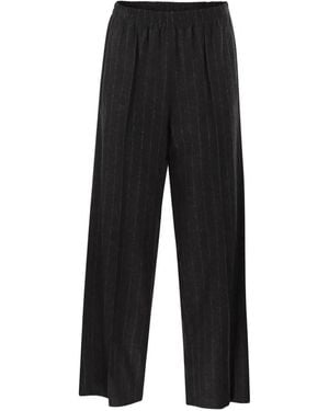Brunello Cucinelli Sequin-Embellished Pinstripe Trousers - Black