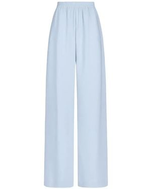 Oscar de la Renta Elasticated-Waistband Wide-Leg Trousers - Blue
