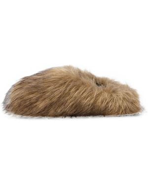 A.W.A.K.E. MODE Fur-Texture Mules - Brown
