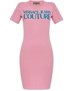 Versace Jeans Couture Logo-Print T-Shirt Dress - Pink