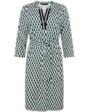 Betty Barclay Geometric-Print Belted Dress - White