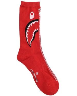 A Bathing Ape Shark Jacquard Socks - Red