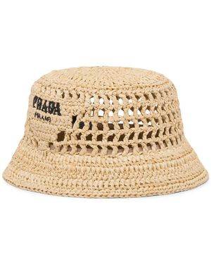 Prada Cappello da pescatore in rafia - Marrone