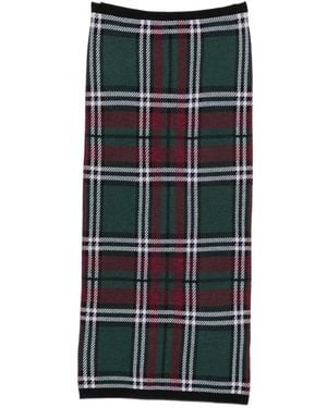N°21 Check-Pattern Midi Skirt - Green