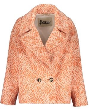 Herno Double-Breasted Lapel-Collar Jacket - Pink