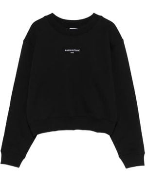 Maison Kitsuné Logo Cotton Cropped Sweatshirt - Black