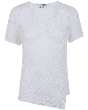 Comme des Garçons Asymmetric-Hem Mesh T-Shirt - White