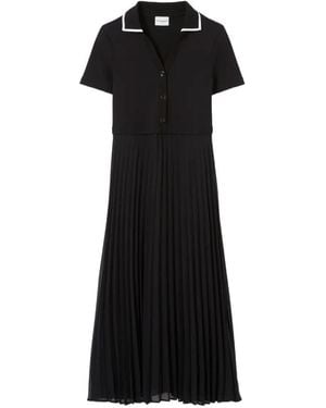 Claudie Pierlot Pleated Short-Sleeve Dress - Black