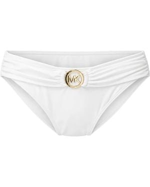 MICHAEL Michael Kors Bas De Bikini Froncé À Plaque Logo - Blanc
