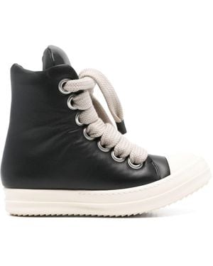 Rick Owens Padded Leather Lace-Up Jumbo Sneakers - Black