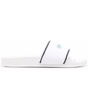 Off-White c/o Virgil Abloh Towel Material Slides With Striped Detailing - White
