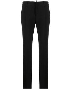 DSquared² Logo-Plaque Tailored Slim-Fit Trousers - Black