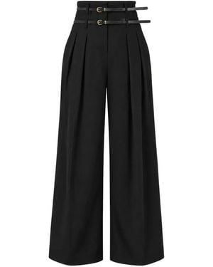 Liu Jo Belted Pleated Palazzo Pants - Black
