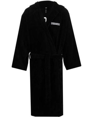 DSquared² Albornoz Con Logo Bordado - Negro