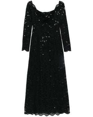 Rabanne Sequin-Embroidered Lace Maxi Dress - Black