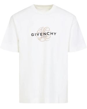 Givenchy Beiges T-Shirt Mit Logoaufdruck Und Rundhalsausschnitt - Weiß