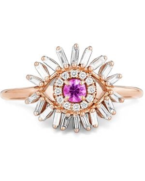 Suzanne Kalan Mini Evil Eye Sapphire And Diamond Ring - White