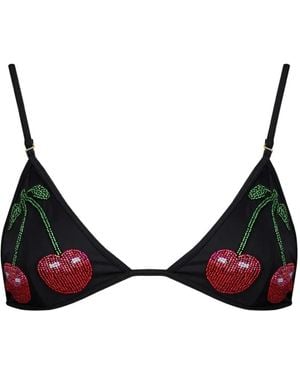 Leslie Amon Haut De Bikini La Cerise À Perles - Black