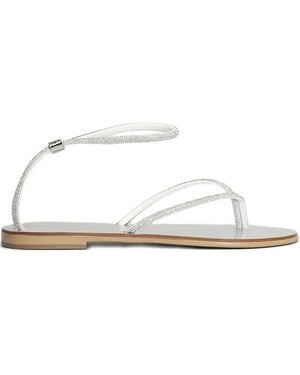 NICOLAS LAINAS Crystal-Embellished Flat Sandals - White