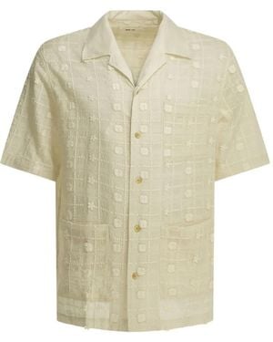 NN07 Ben Embroidered Check-Pattern Shirt - White