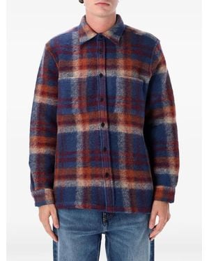 Portuguese Flannel Parker Check-Pattern Shirt Jacket - Blue